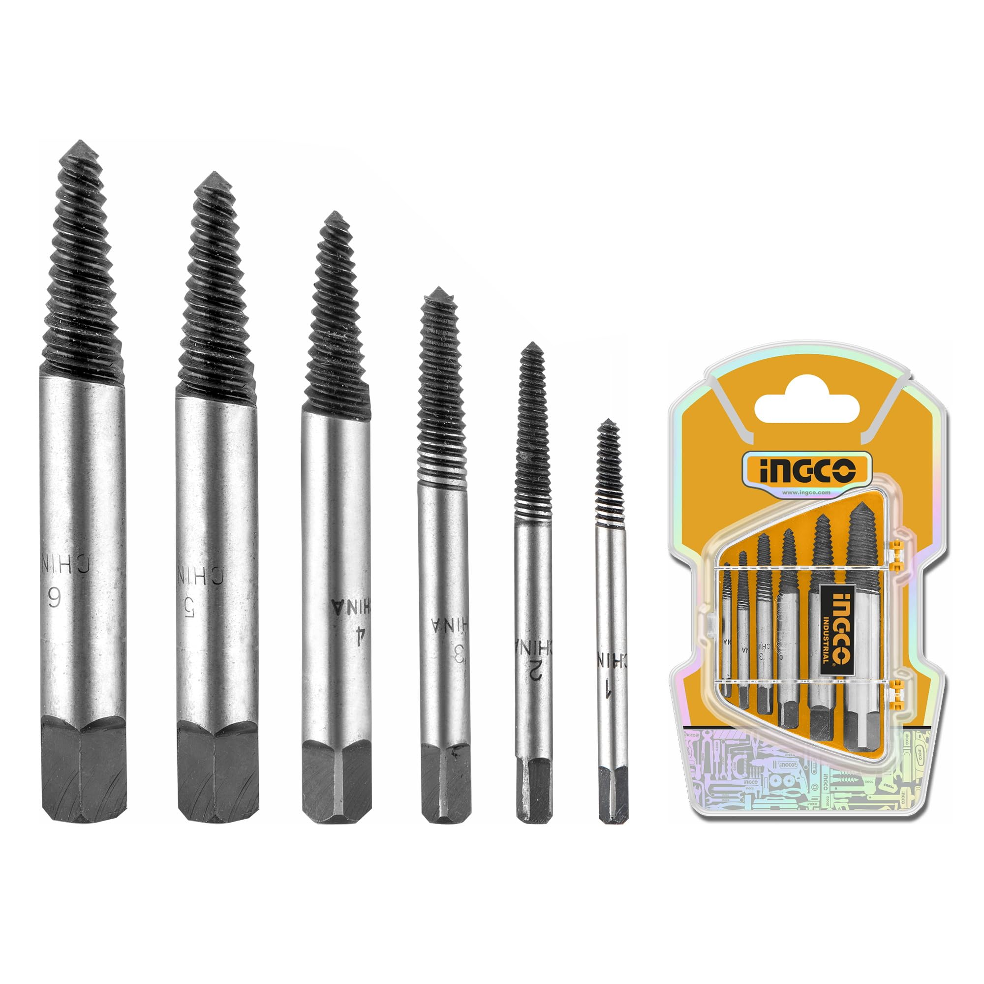 INGCO 6 Pcs Screw Extractor Set Material:Cr-V Hardness:48~52HRC ASE106-image-22