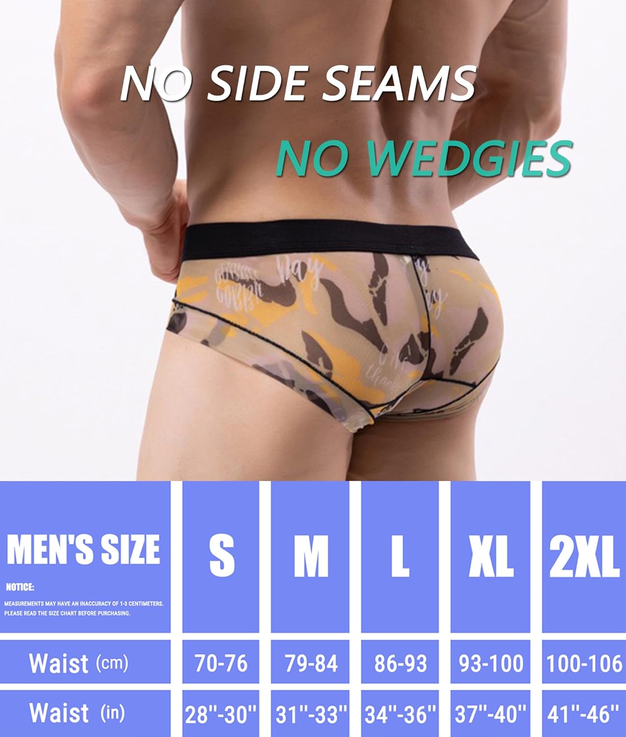 Men's Underwear Briefs Low Rise Men's Briefs No Fly Pouch Half Back Coverage Silky Bikini Underwear for Men Pack - Image 6