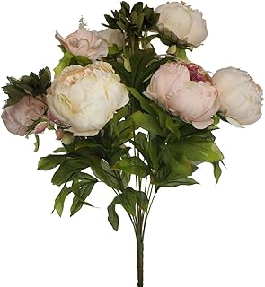 Lily Garden Silk Peony Bouquet Home Decoration (Pink and Peach)