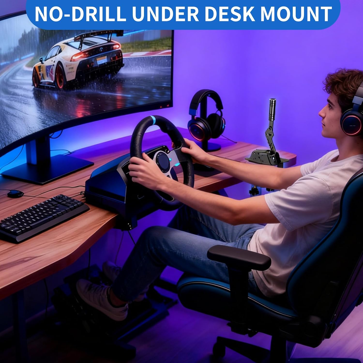 Handbrake Shifter Table Clamp for MOZA HBP Handbrake/HGP Racing Shifter/SGP Sequential Shifter,High Strength aluminum alloy,Strong clamping and enhanced knob design (Up to 60mm Desks) - Image 7