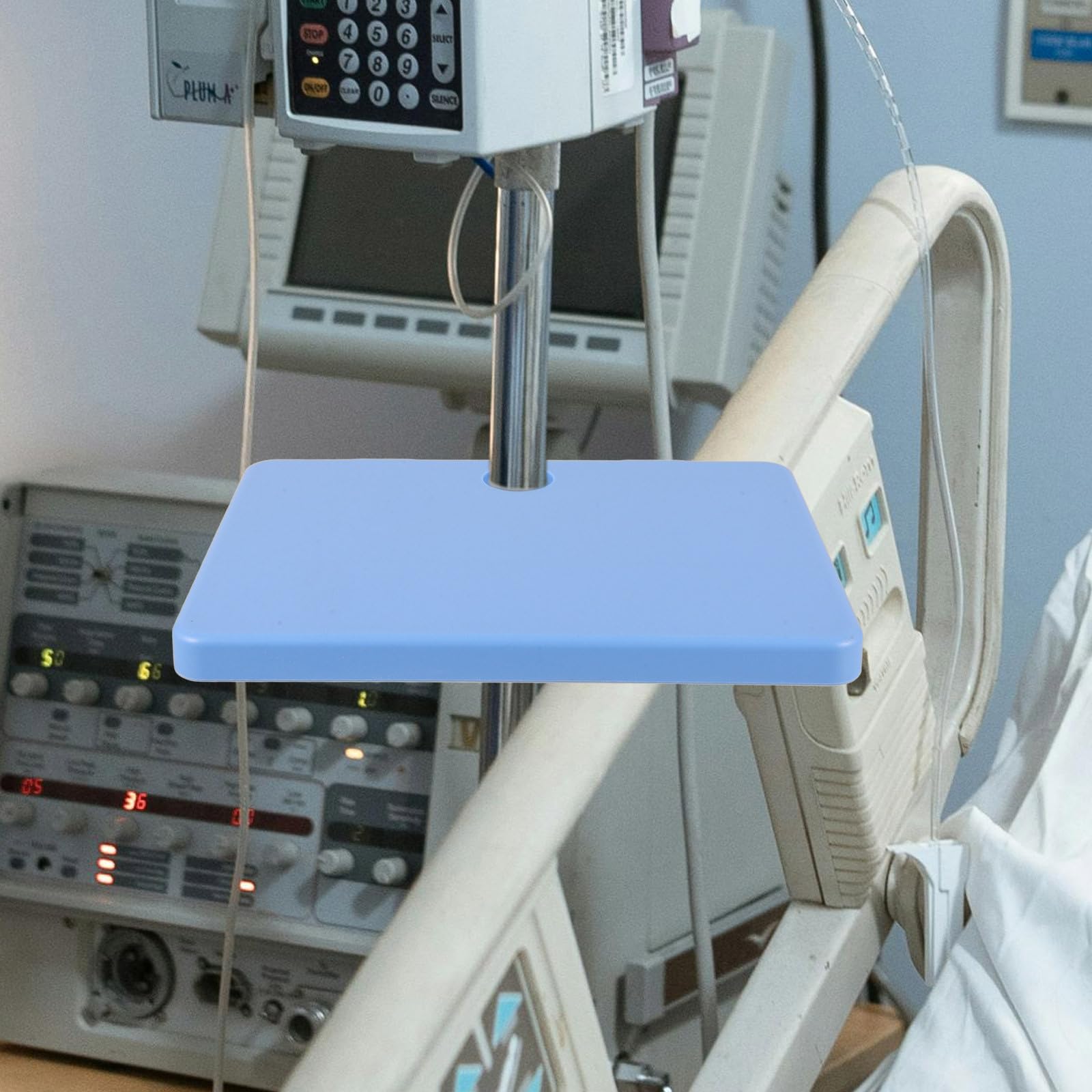 SHINEOFI Plateau de Support à Perfusion en Abs Bleu Poignée Confortable, Compatible Divers Supports de Perfusion, Design Solide et Élégant pour Patients