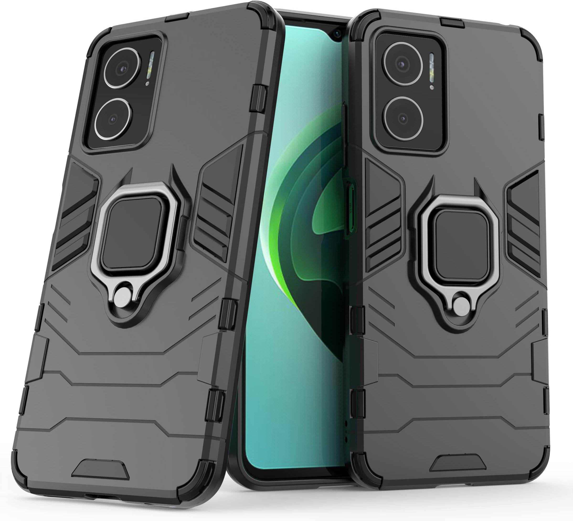 2NSPDRGNI Case for Xiaomi Redmi Note 11E / Redmi 10 5G,Hybrid Heavy Duty Protection Shockproof Defender Kickstand Armor Case Cover,Black