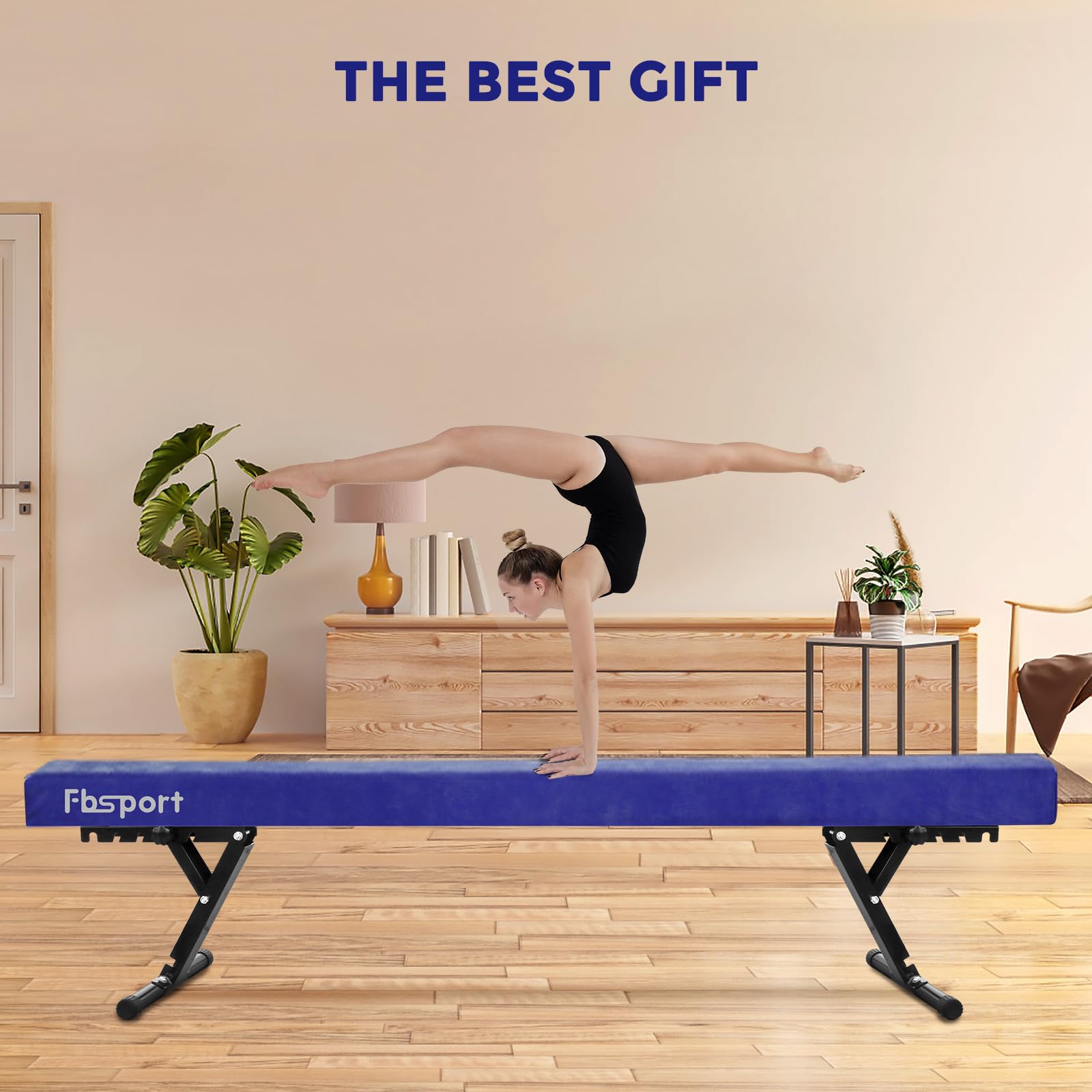 FBSPORT Barra Equilibrio Gimnasia artistica Ajustable 244cm,5 Alturas Ajustables viga de Piso Alto y bajo Alta Estabilidad Equipos de Entrenamiento de práctica de Gimnasio para niños/Adultos