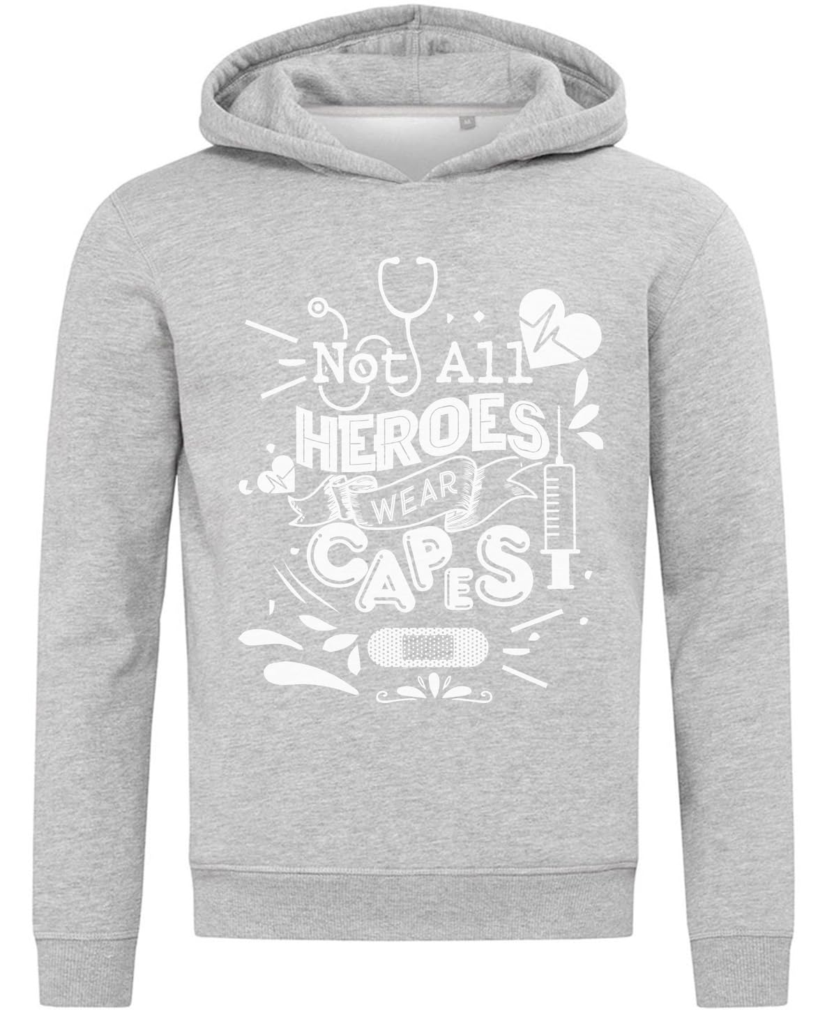 'Not All Heroes Wear' peleryny pielęgniarka lekarz logo bluza z kapturem bluza z kapturem mieszanka bawełny szara