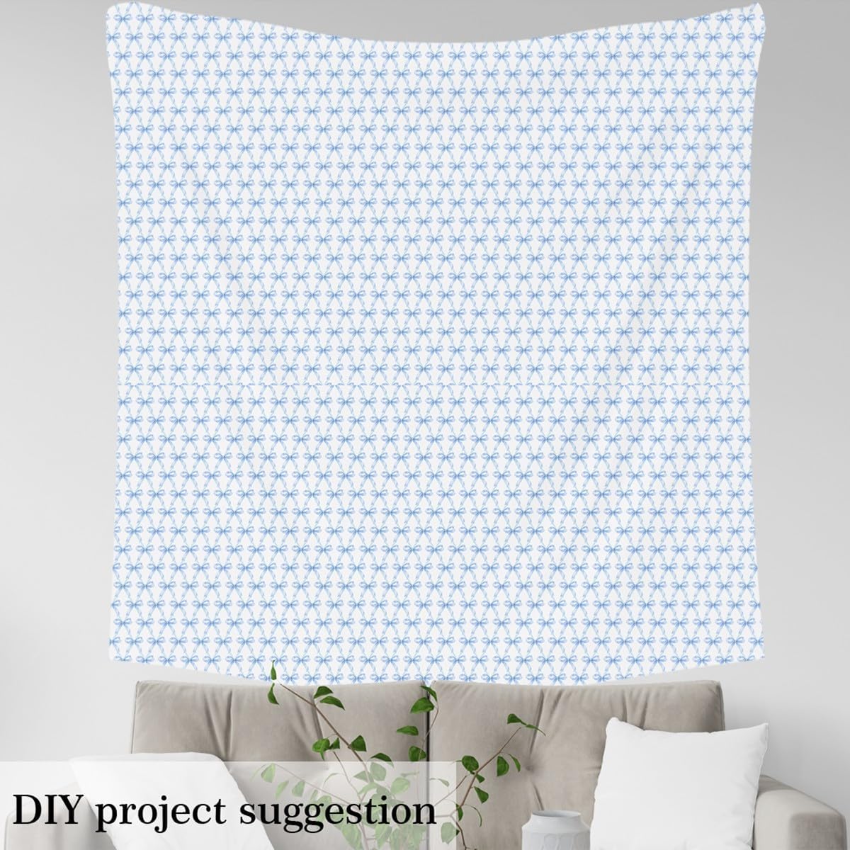 Feelyou Blue Bowknot Fabric by The Yard Kawaii Bow Upholstery Fabric for Sewing Crafting Girls Bowknot Indoor Decor for Home DIY Projects Cute 2 Yards Dreamy Princess Style Soft Flannel