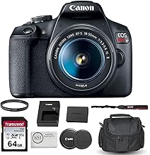 Canon EOS Rebel T7 - Cámara réflex digital con lente de 0.709-2.165 in con tarjeta de memoria de 64 GB + bolsa de cámara + filtro UV de 2.283 in + paño de limpieza de microfibra (5 artículos)