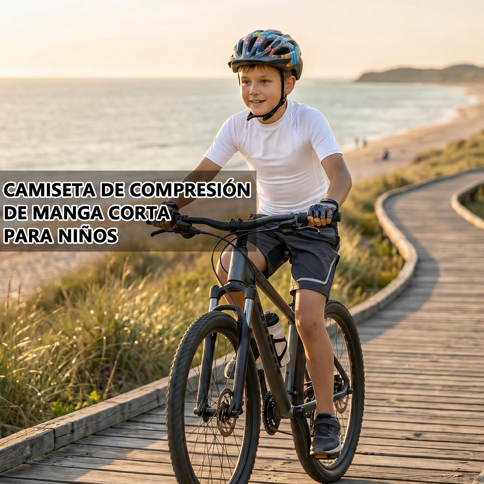 Camisetas de Compresión para Niños, Rash Guard Manga Corta Transpirable para Tenis Rugby