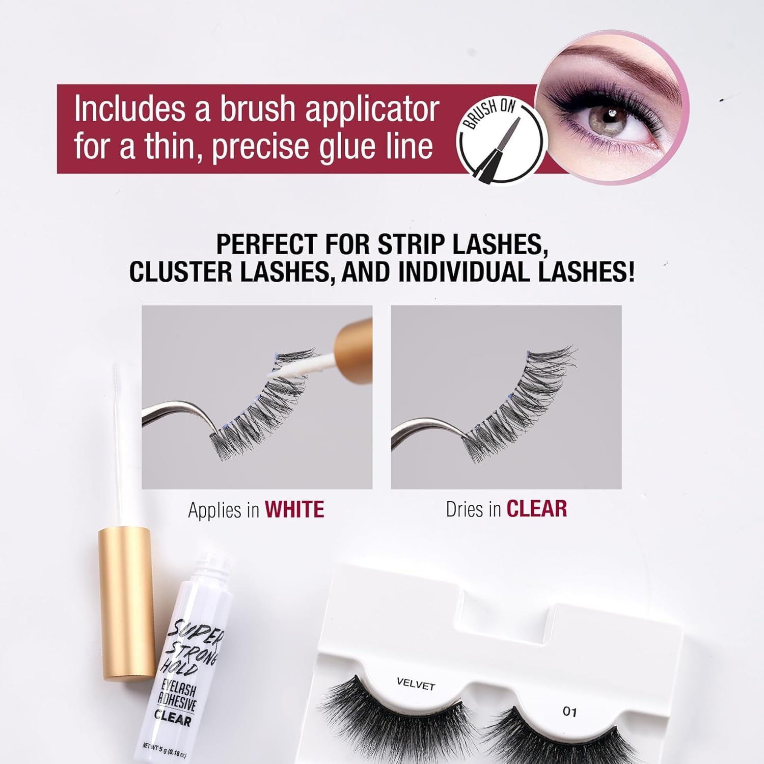 My Colors Eyelash Glue, Super Strong Hold for False Eyelashes, Lash Glue, Eyelash Adhesive,5g Latex Free, Suitable for Sensitive Eyes, Waterproof, BLACK, 1 - Image 8 thumbnail
