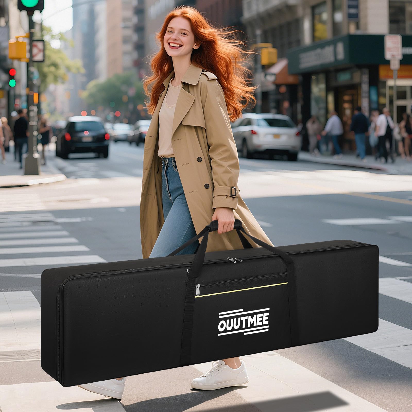 OUUTMEE Housse pour Clavier 88 Touches, Sac pour Clavier 88 Touches en Tissu Oxford 600D, Sac de Transport pour Clavier Piano Électrique 10MM Rembourré avec Poignées et Bandoulière Réglable (Noir)