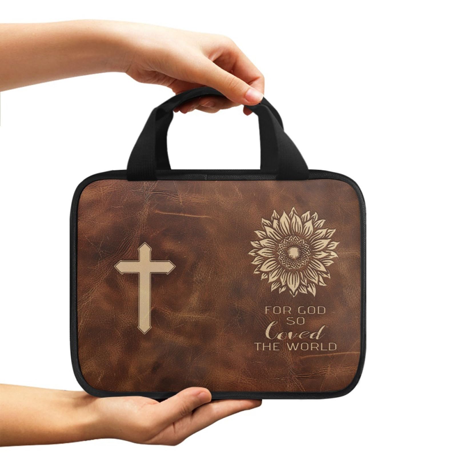 Piceioep Organiser with Crosses Bible Print Polyester Fabric Spacious Interior for Religious Ceremonies Clergy Supply Organiser Case