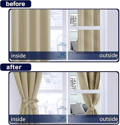Miniatura 5 de Hiasan Cortinas opacas de 72 pulgadas de largo para dormitorio, con aislamiento térmico, bolsillo para barra y pestañas traseras para sala de estar,