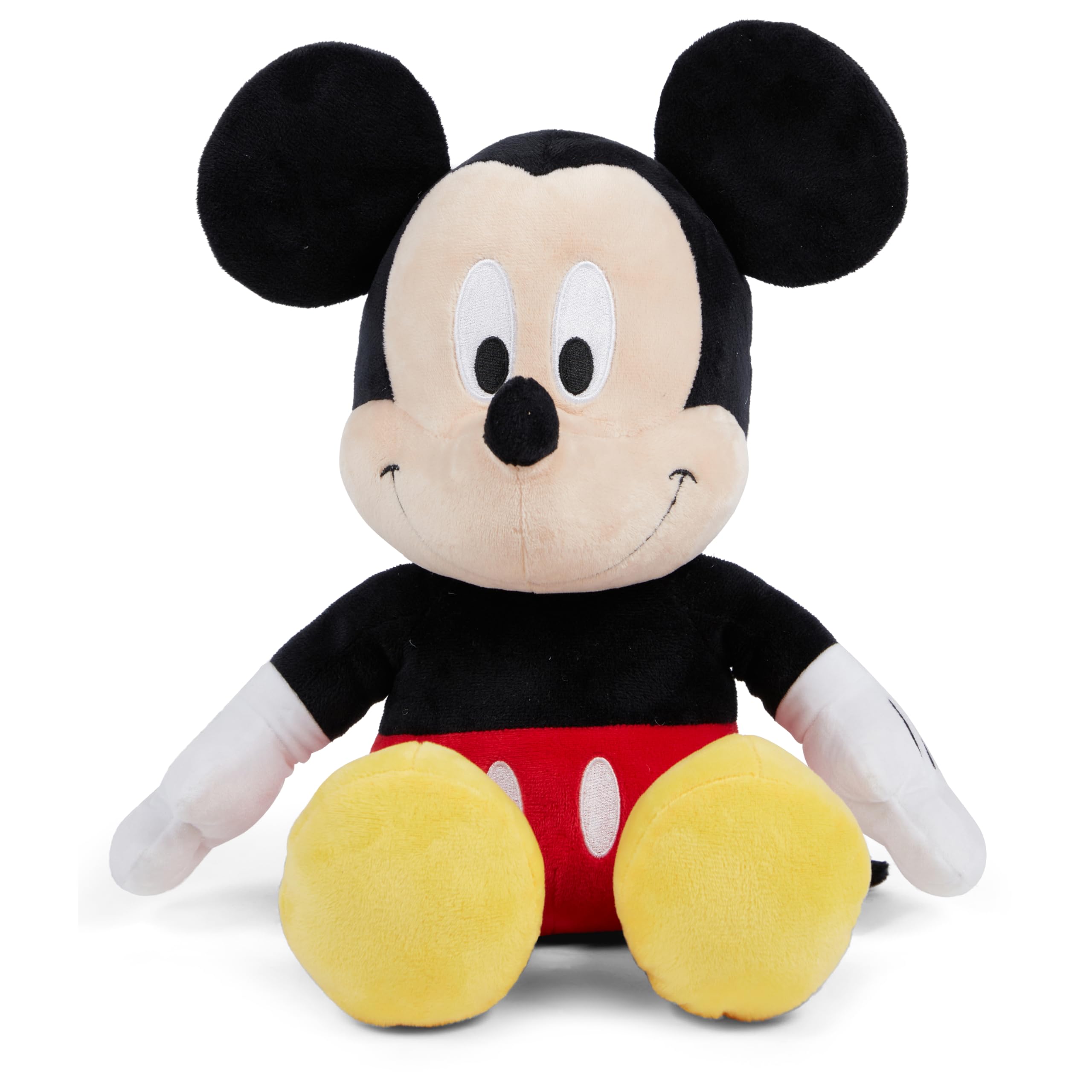 Disney Official Mickey Mouse Soft Toy for Kids, Cuddly Character with Fuzzy Texture and Embroidered Details, Flexible Ears, Plushy Suitable for All
