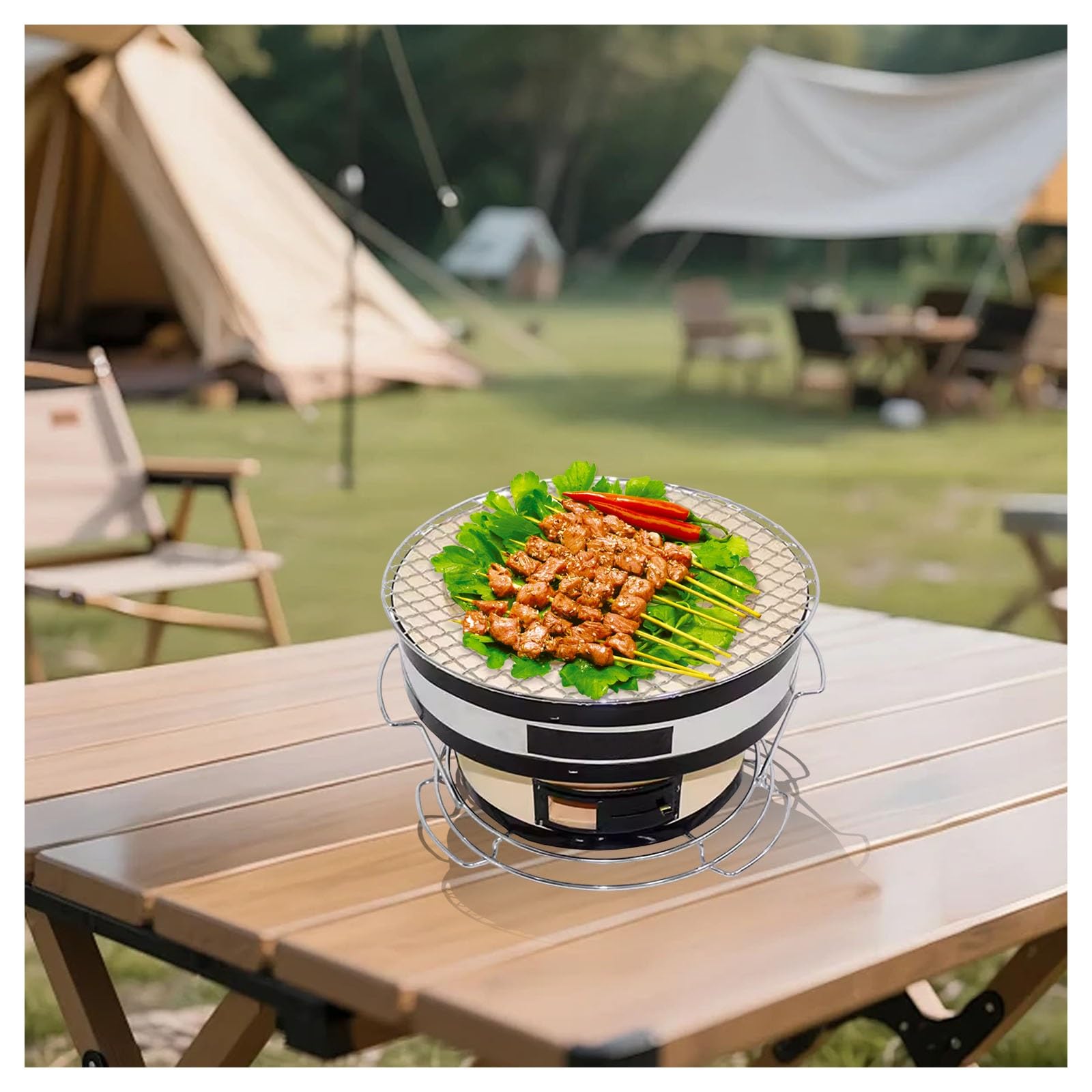 Barbecue portatile a carbonella, griglia giapponese e coreana da tavolo per campeggio, picnic e feste, forno riscaldante versatile per cucinare all'aperto