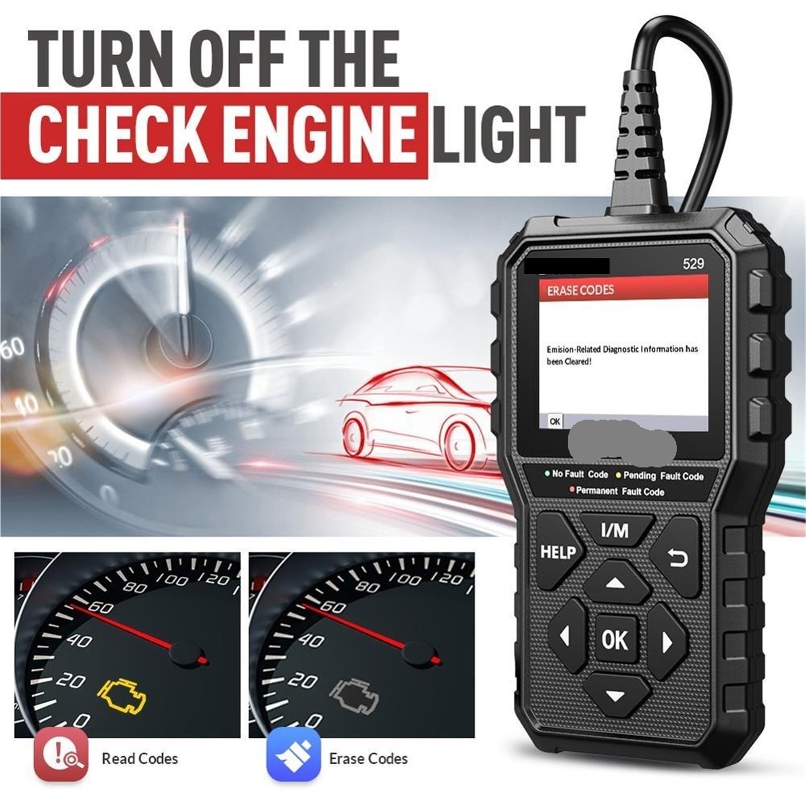 CR529 OBD2-Scanner, Kfz-Diagnosegerät, OBDII-Codeleser, Fehlercode, lesen Sie den OBD-Scan, DIY-Codeleser
