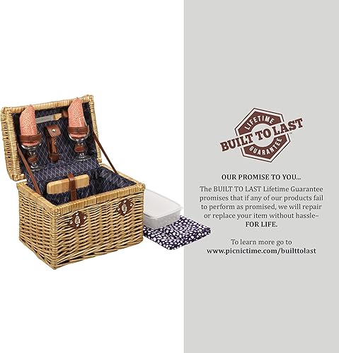 Miniatura 7 de PICNIC TIME - Cesta de picnic para vino y queso de Napa para 2 personas - Juego de cestas de picnic de vino - Cesta de vino con copas de vino