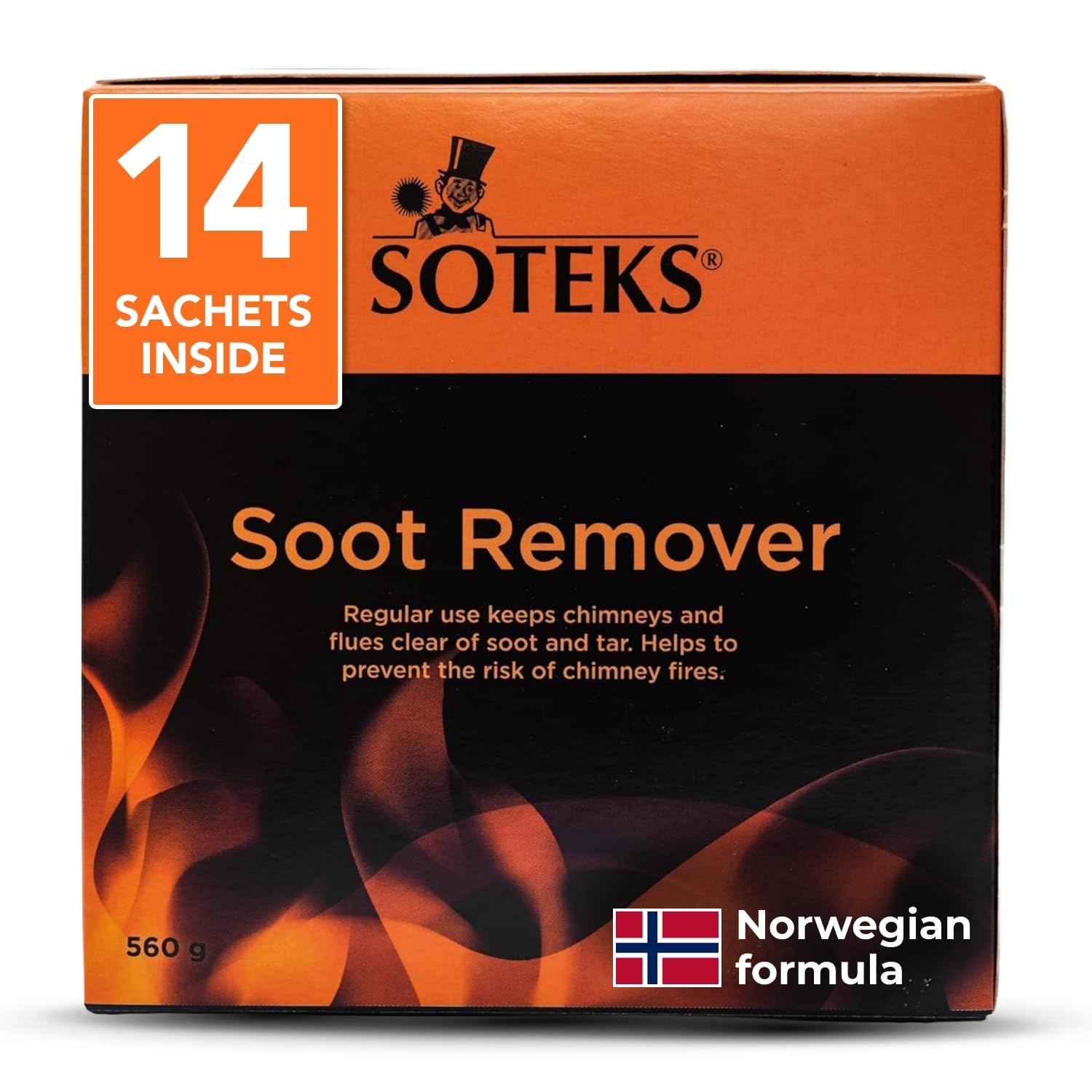 Flue & Chimney Cleaner Soot Remover – for Fireplaces and Wood stoves - Dissolves Soot,Tar,Creosote – Easy to Use – No Mess – Reduces Risk of Chimney Fires – Non-Toxic,Environmentally Safe – 14 Sachets