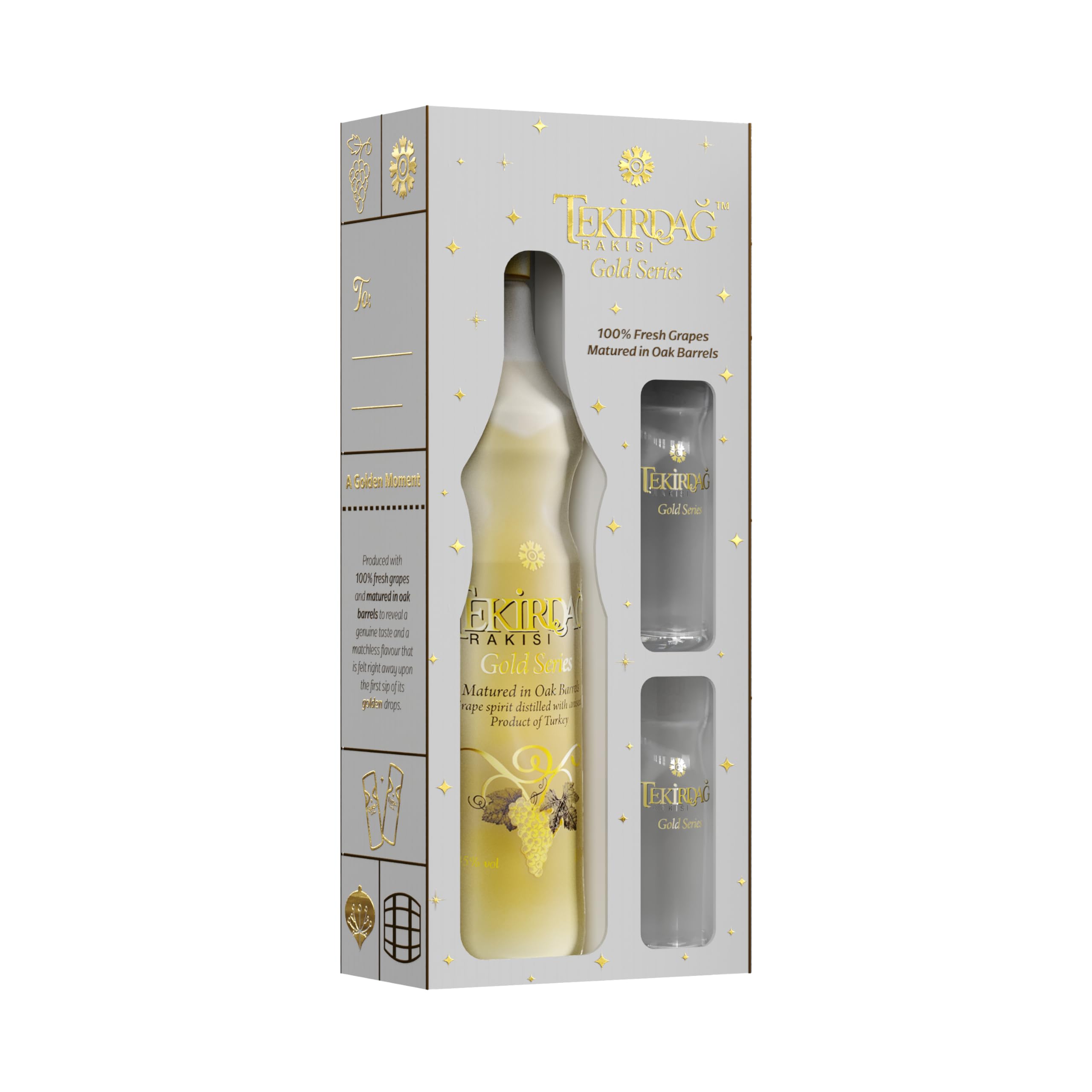 【お酒】TekirdagGold ラクraki 700ml×2本＋グラス2個 Tekirdag Rakisi Gold Series 1 x 0.7 L + 2 Raki Glasses - 100