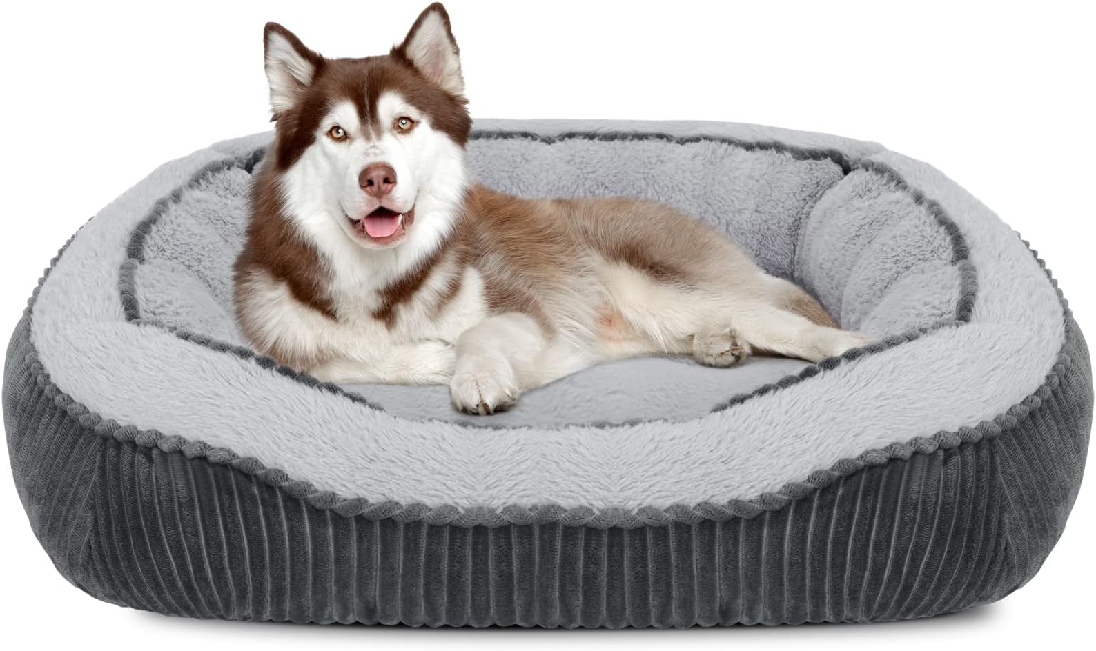 MIXJOY Large Dog Bed Washable(76x61cm), Super Soft Cosy Dog Beds Grey Pet Bed, Premium Grey Rectangle Puppy Bed for Small Medium Large Dogs, Ideal for Labrador, Chihuahua, Springer Spaniel, etc