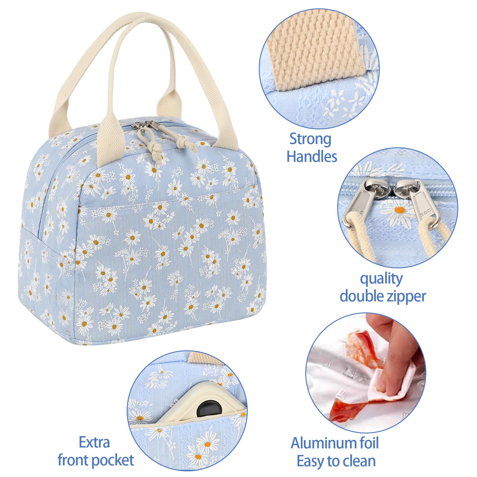 Borsa Pranzo Termica Donna - Impermeabile 25x19x19cm Per Ufficio E Picnic - Foto 4