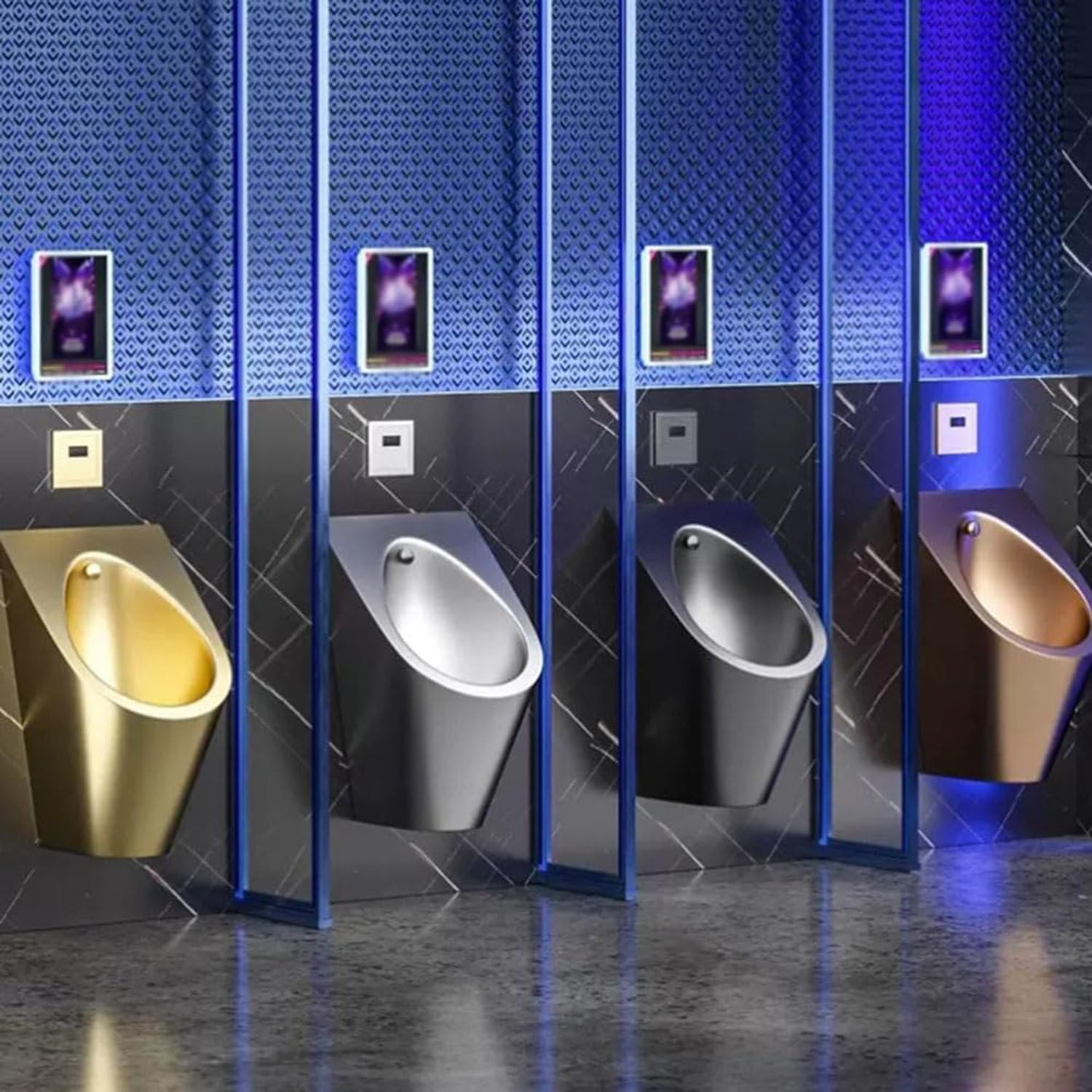 Orinatoio da Uomo a Parete 304, orinatoio da Uomo in Acciaio Inossidabile con induzione Automatica, per Servizi igienici pubblici Rosegold-Urinal+Sensor