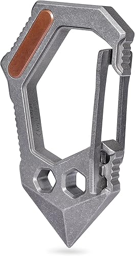 KeyUnity KU02 Titanium EDC 7 en 1 Mosquetón multiherramienta, llave, destornillador de broca, abrelatas, barra de palanca, combo de destornillador