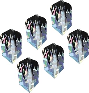 6 Pack Slim Dart Flights - PET Dart Accessories, Apply to Darts Game/Party/Entertainment (Black Silver Tone)