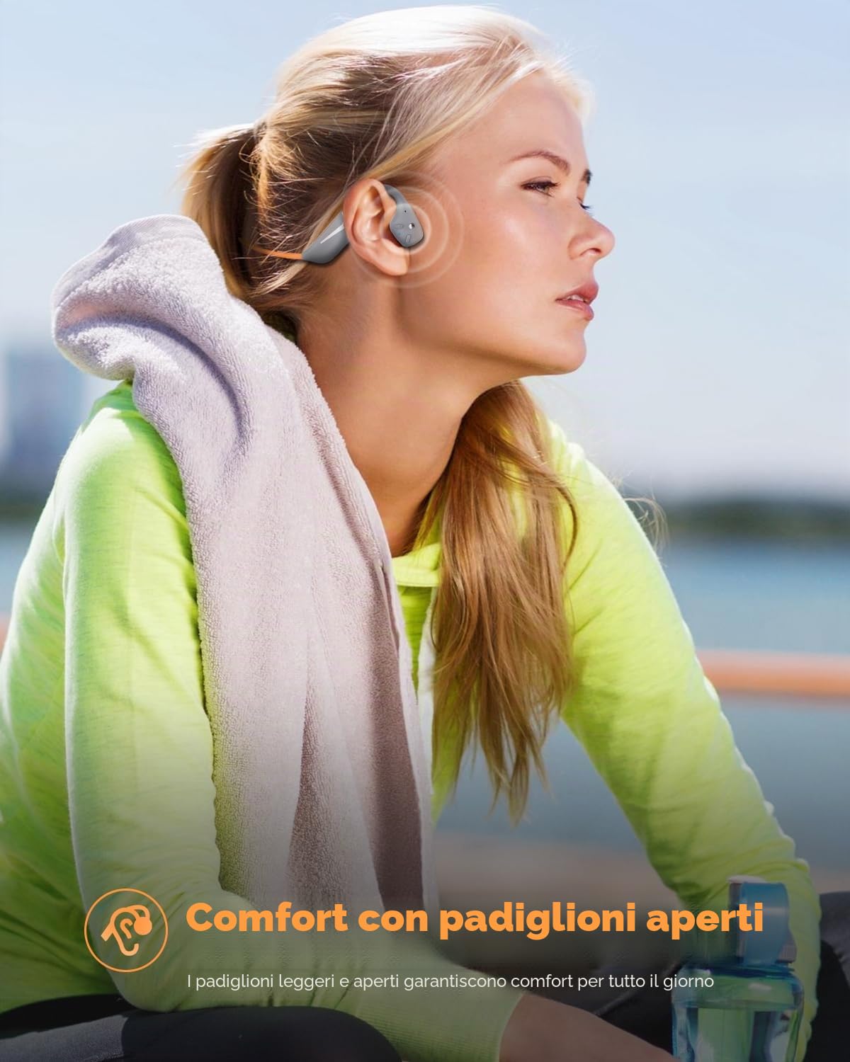 MONODEAL Cuffie Conduzione Ossea Bluetooth 5.3, 20 Ore di Riproduzione, IP67 Sport Impermeabili Wireless Auricolari Open Ear per Corsa Camminata Fitness
