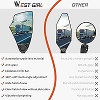 Vista 6 de WEST BIKING Espejo de manillar antirreflejos para bicicleta 1 pieza, espejo retrovisor izquierdo para bicicleta con lente retráctil y ajustable 360