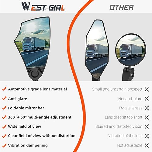 Miniatura 6 de WEST BIKING Espejo de manillar antirreflejos para bicicleta 1 pieza, espejo retrovisor izquierdo para bicicleta con lente retráctil y ajustable 360,