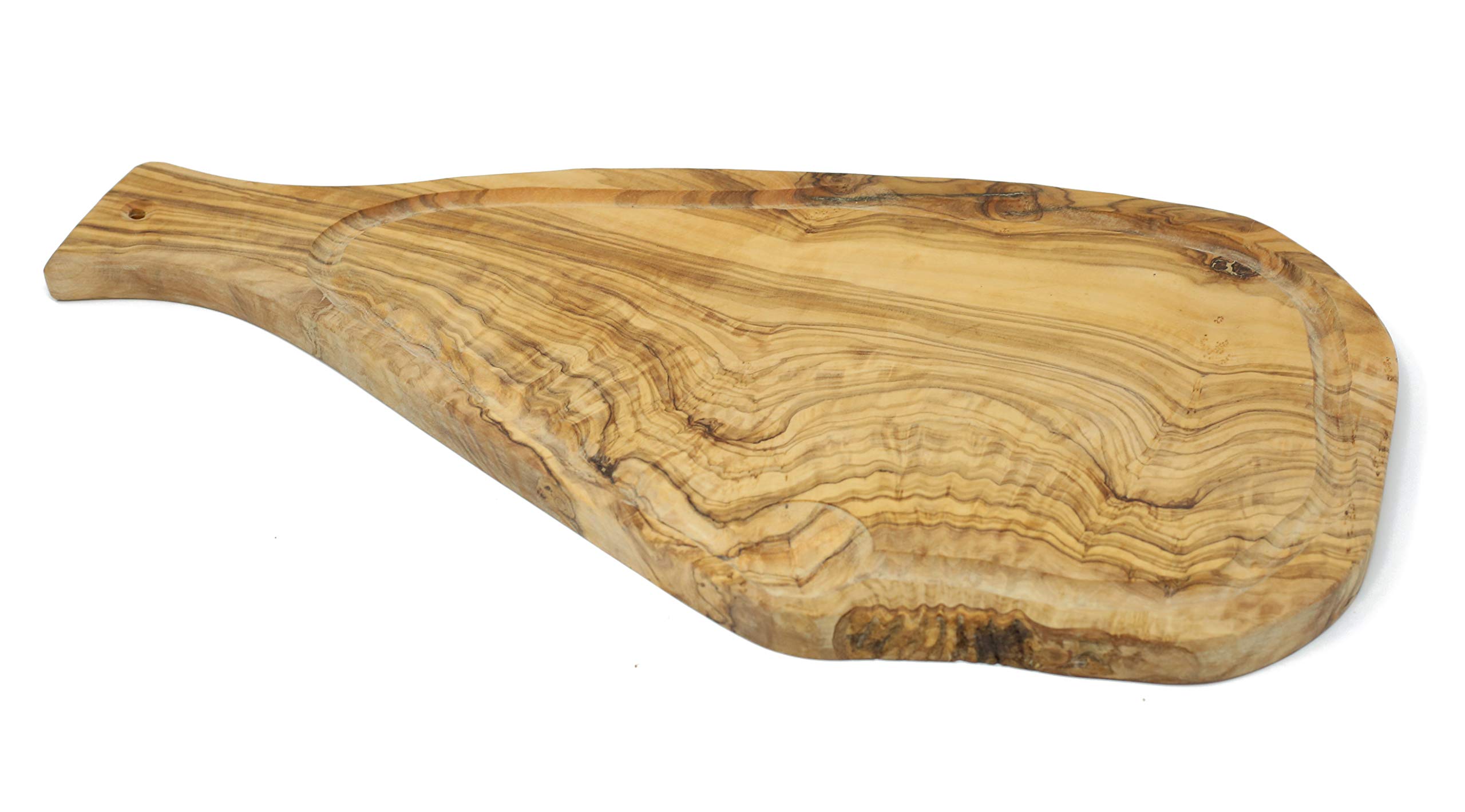 Benera Oliveholz - Tabla de cortar (45 cm, con asa y surco, también para servir y servir