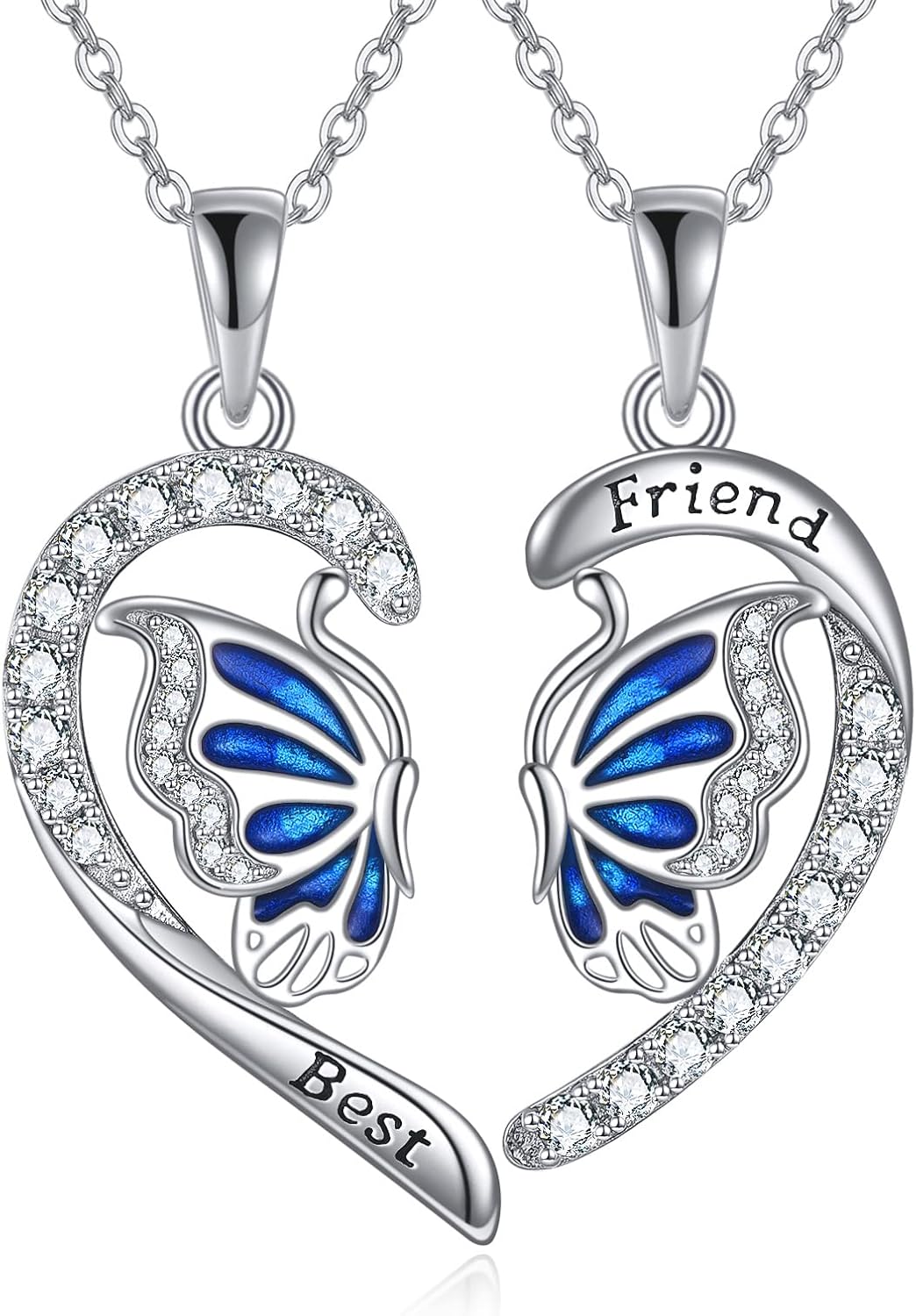 VONALA BFF Necklace Mother Daughter Heart Necklace Sunflower Butterfly Pendant Elephant Dolphin Necklace Best Friend Friendship Necklace Set of 2 Birthday Day Gifts for Her