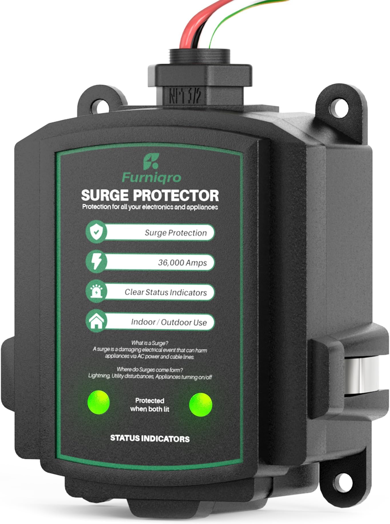 FHSPD36S Whole House Surge Protector for 36,000 Amps, Ultimate Surge Protection, Whole Home Surge Protector, Indoor/Outdoor Use, 120/240V