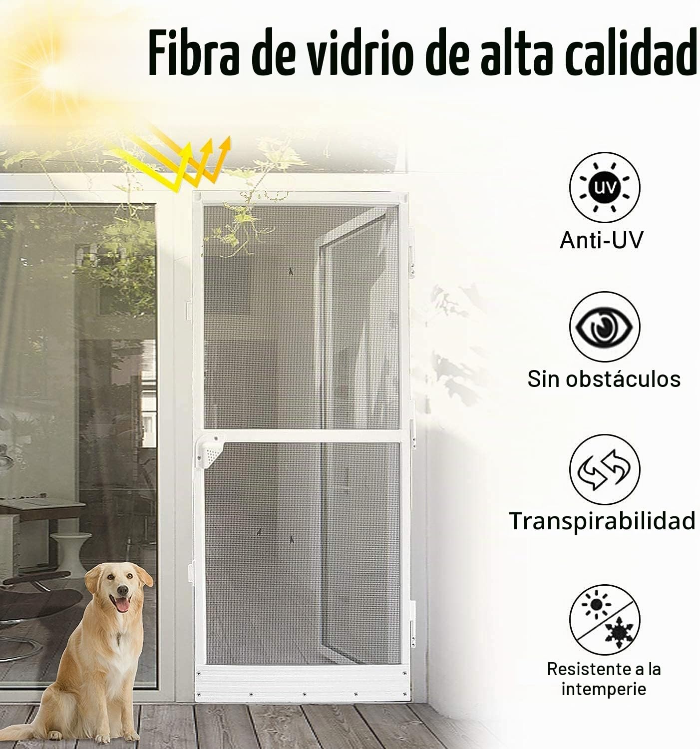 NAIZY Mosquitera para puerta de aluminio, para puerta hasta máx. 120 x 240 cm, color blanco