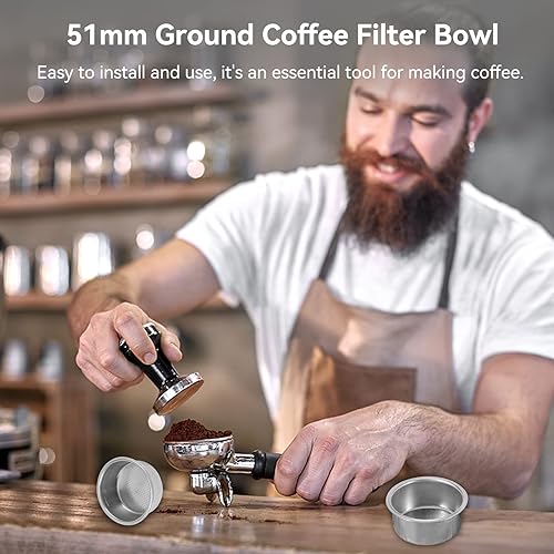 Miniatura 2 de Cesta de filtro de café de 2.008 in, 2 tazas, reutilizable, de acero inoxidable, accesorios de repuesto para máquina de café de alta presión