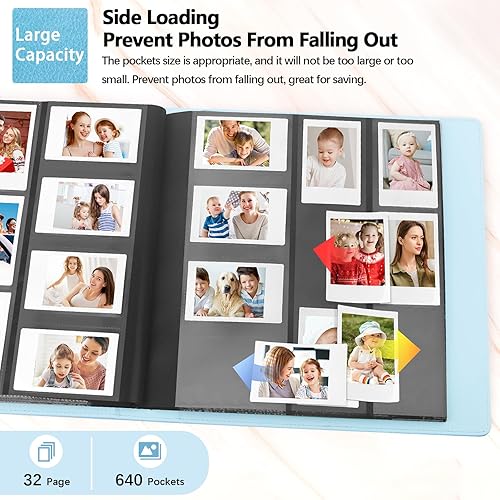 Miniatura 2 de Álbum de fotos de 640 bolsillos para cámara Fujifilm Instax Mini, cubierta de cuero, álbum de fotos para cámara instantánea Instax Mini 12 11 9 40