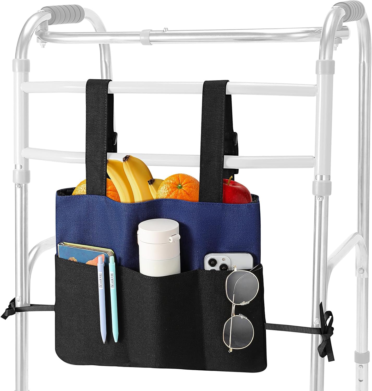 Rhino Valley Walker Bags for Walker Accessories for Seniors,Blue & Black