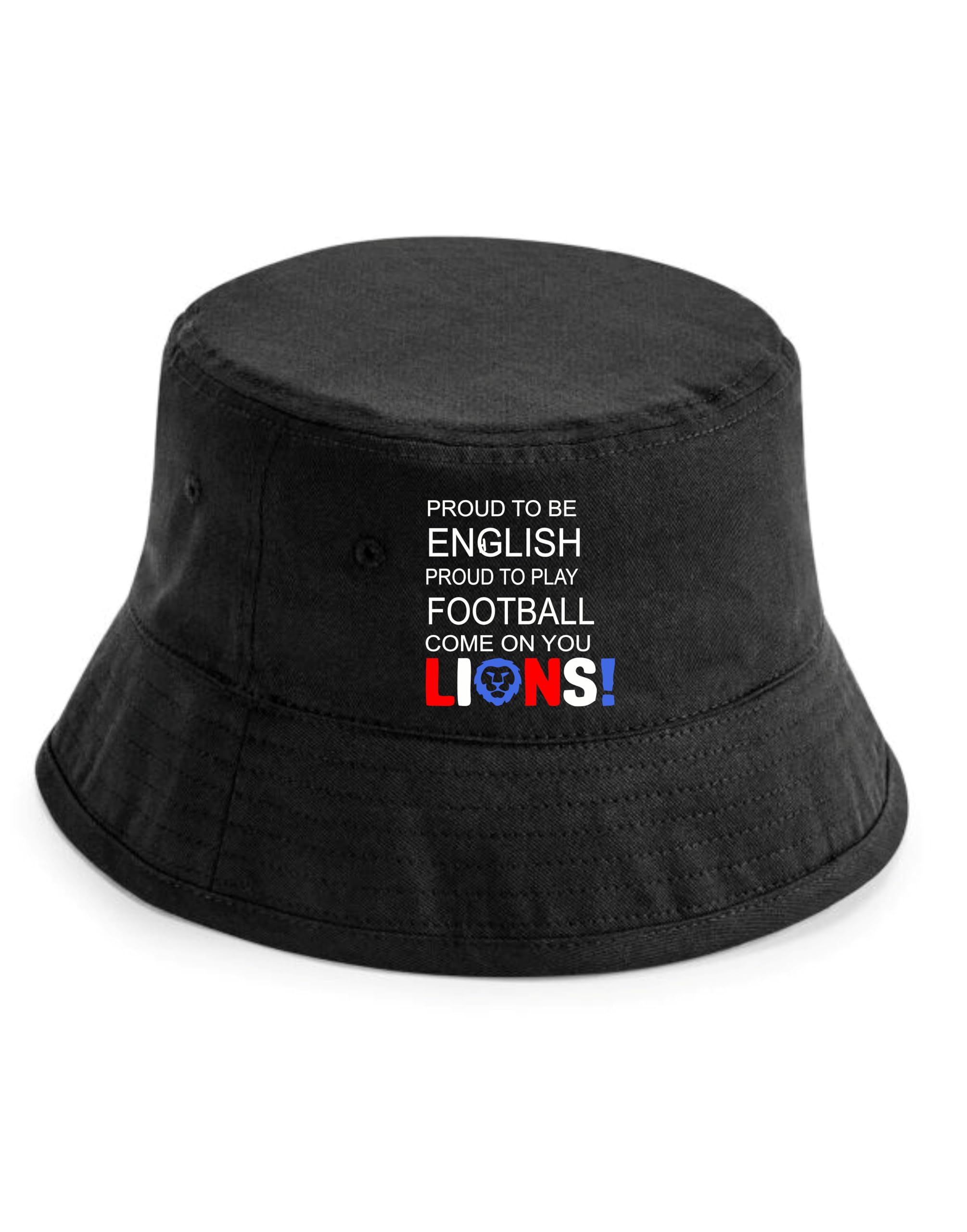 Print4u Unisex Black Proud To Be English Bucket Hat England Football World Cup Lxl