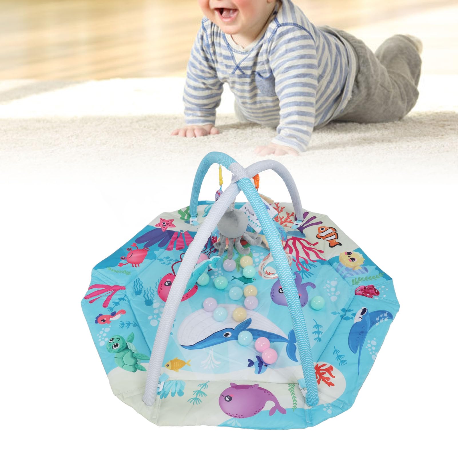 Tappetino da Palestra per Bambini Tappetino da Gioco per Neonati dal Design Portatile e Accogliente Promuovi Lo Sviluppo da Gioco per Bambini Morbido Blu