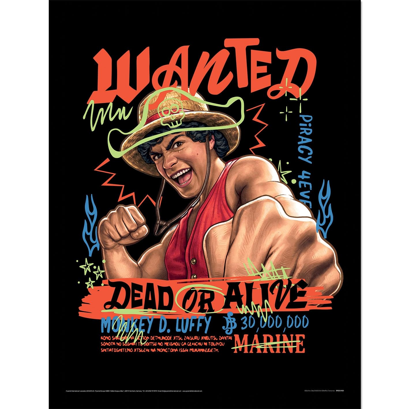 One Piece LIVE ACTION SERIES 2 (LUFFY GRAPHIC) COLLECTOR PRINT, 40cm x 30cm Collector Print, Official Licensed Premium Wall Art for Bedroom, Office or Gaming Room