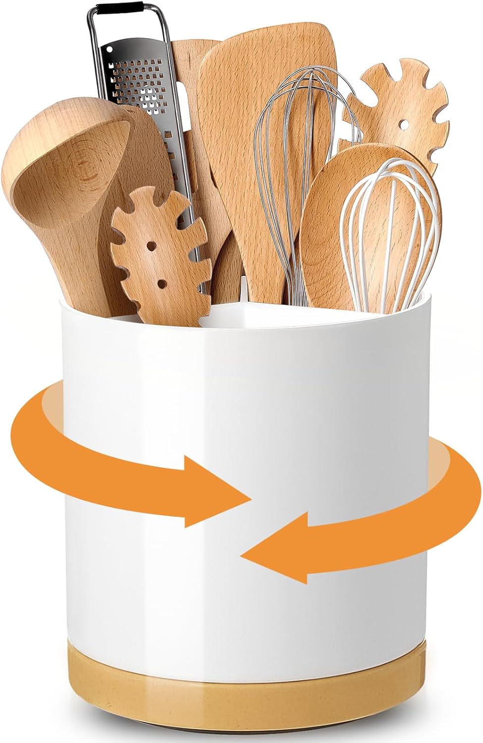 Extra Large Kitchen Cooking Utensil Holder, 360° Rotating Utensil Crock, 7.2″ Unbreakable for Countertop, for Farmhouse Kitchen Decor with Rotatable and Detachable Base (Melamine) Extra Large Kitchen Cooking Utensil Holder, 360° Rotating Utensil Crock, 7.2″ Unbreakable for Countertop, for Farmhouse Kitchen Decor with Rotatable and Detachable Base (Melamine)