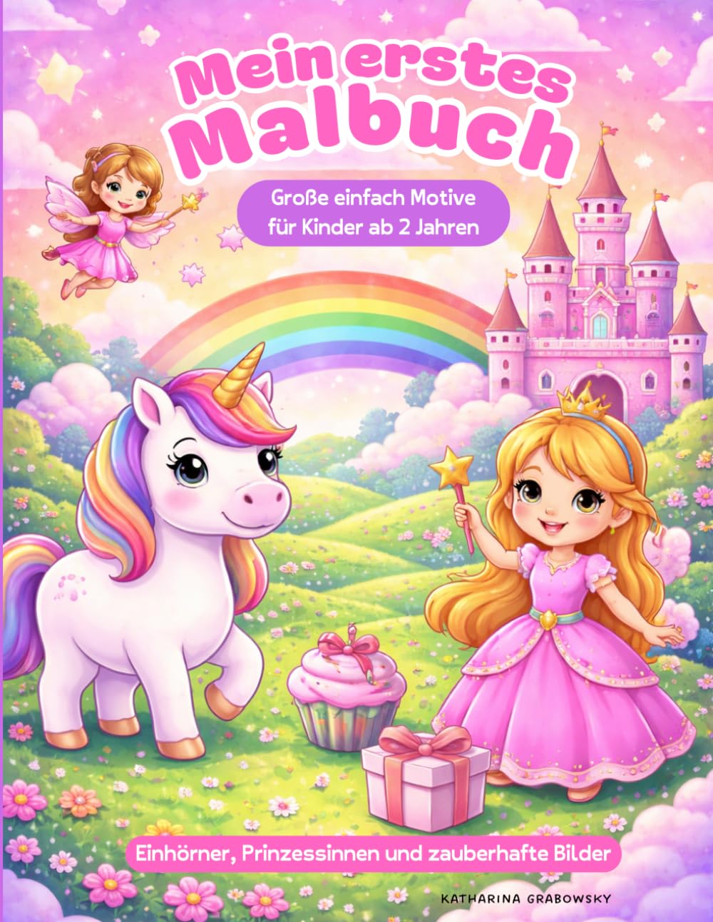 Mein erstes Malbuch für Mädchen: Große einfache Motive für Kinder ab 2 Jahren | Einhörner, Prinzessinnen & Feen