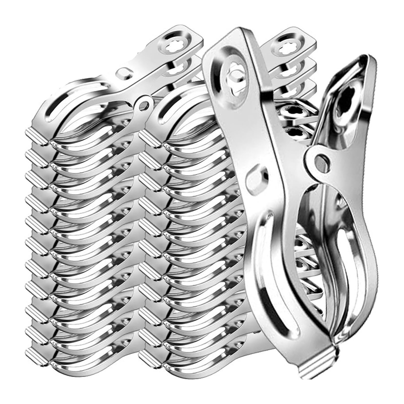 Metal Clothes Pegs 100Pcs Stainless Steel Drying Clothes Clips Sock Clothespin Hanging Snack Bag Sealing Storage Clamp for Washing Line Fixing Towel Sock Underwear