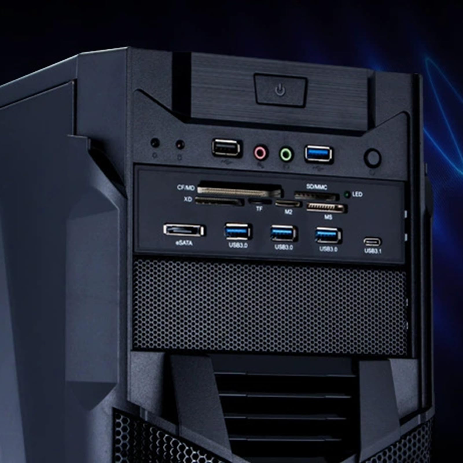 Lector de tarjetas USB 3.0, panel frontal, multifunción, tipo C, USB 3.1, transferencia de datos de alta velocidad y múltiples tarjetas, dispositivo de transferencia de archivos fácil