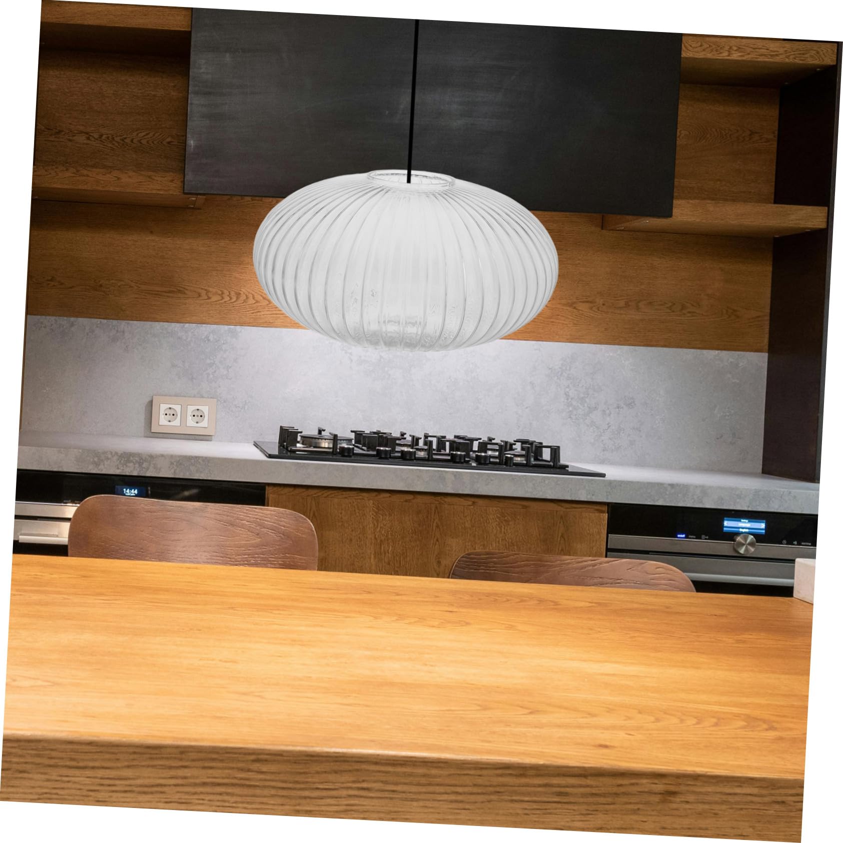 Cabilock Paralume in Vetro Rotondo Trasparente a Strisce Design Minimalista e Compatibilità Versatile per Lampadario e Lampada da Tavolo per Illuminazione Ambiente