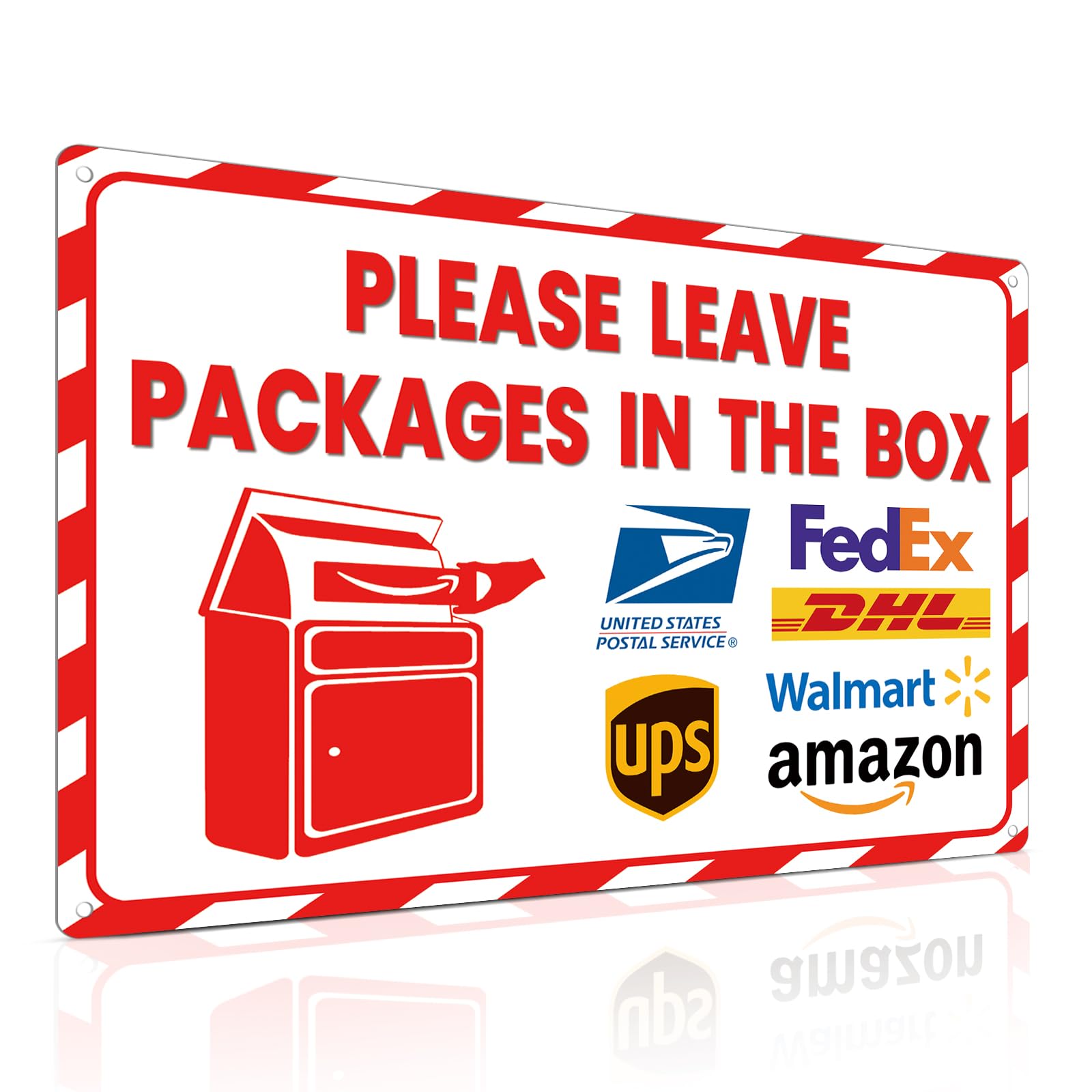 Vintage Metal Tin Sign Aluminum Package Delivery For Outdoor Use - Please Leave Packages In The Box Custom Private Property Signs