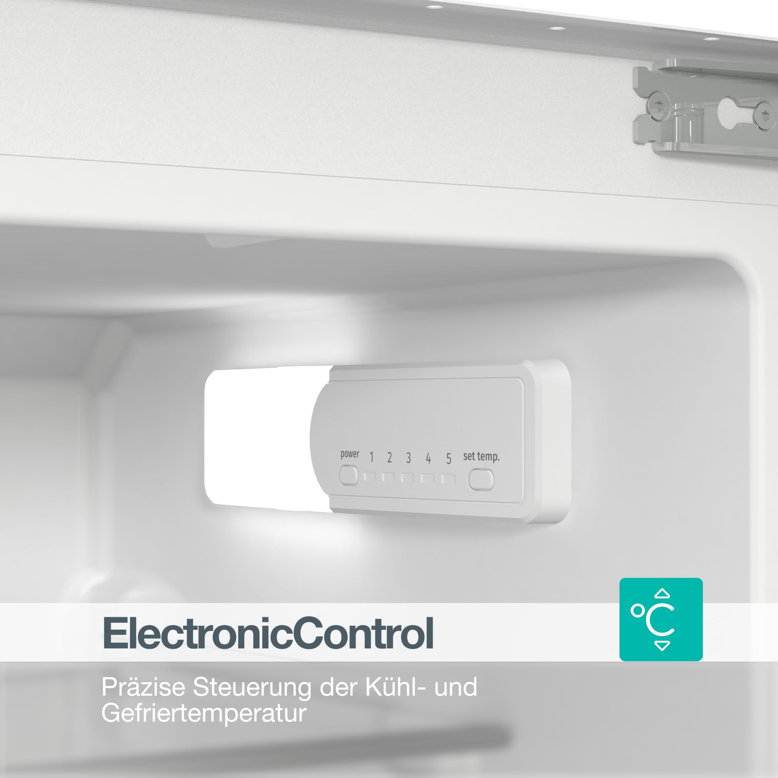 Gorenje RBI512E21 EinbauTischkühlschrank mit Gefrierfach, 122cm Nische, Schlepptürscharnier, 179L(163L plus 16L), Inverter, CrispZone, Türalarm, LED Licht, BxHxT: 54×122,1×54,5 cm, Weiß