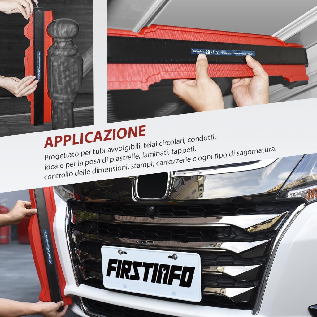 FIRSTINFO F3946EW | Misuratore di profilo | Contour Duplicator Gauge con Serratura | serratura in metallo | per piastrelle, laminato e lavorazione del legno