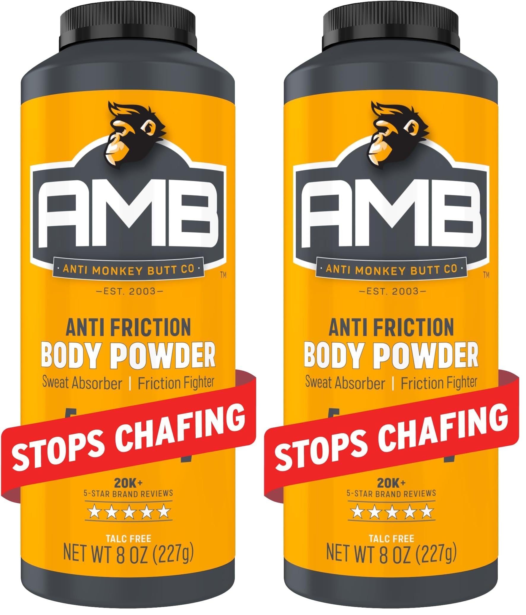 Anti Monkey Butt Body Powder | Anti-Chafing | Calamine Formula | Talc-Free | 8 oz Pack of 2