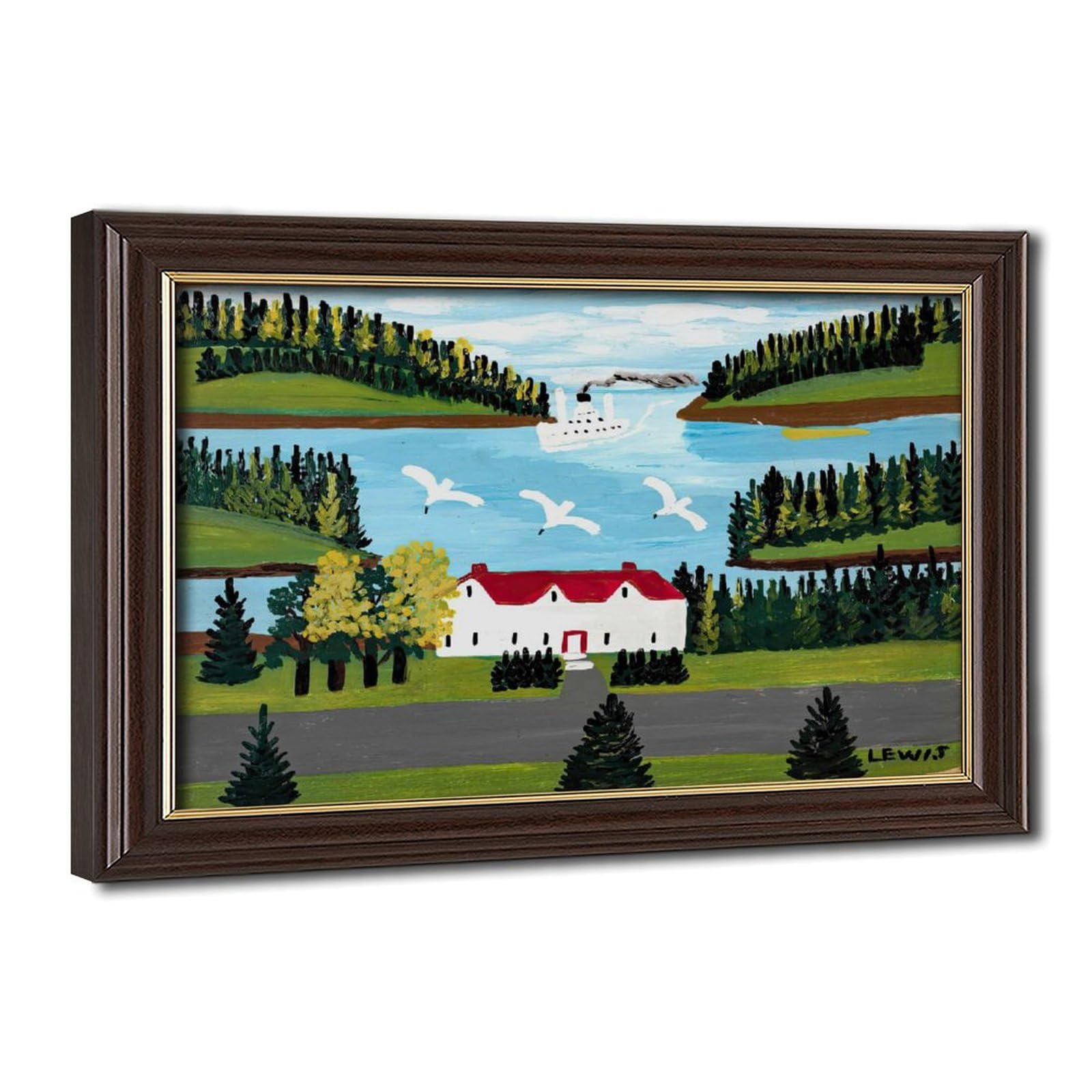 WCYB White House in Digby Harbour by Maud Lewis Posters Prints Canvas Deco Paintings Wall Art Hangable Frame 20" L X 30" W