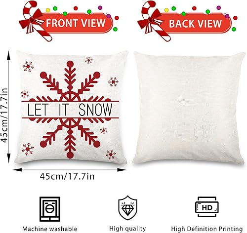 Miniatura 3 de 4 fundas de almohada de Navidad de 18 x 18 pulgadas, fundas de almohada de lunares rojos de Navidad para decoración de Navidad, invierno,